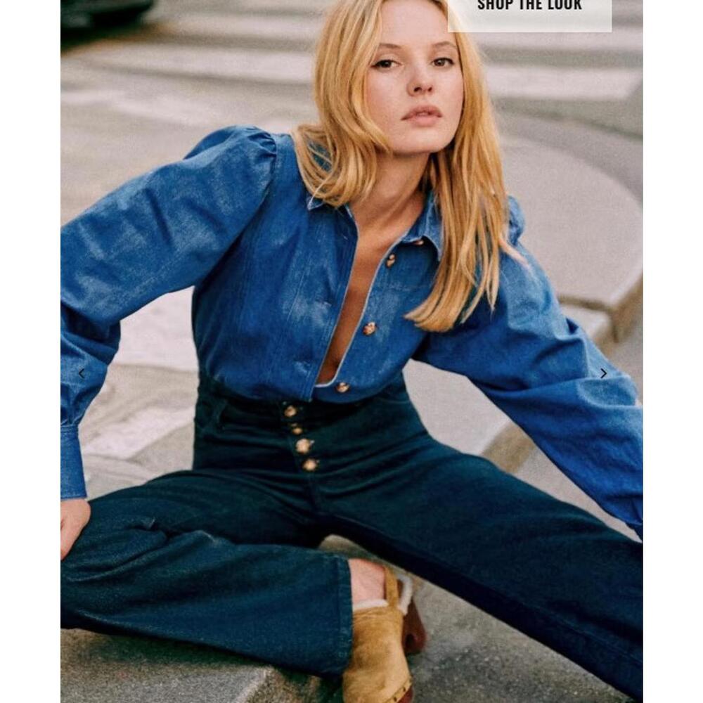 Sezane Bonny Shirt Denim Size 34 US 2